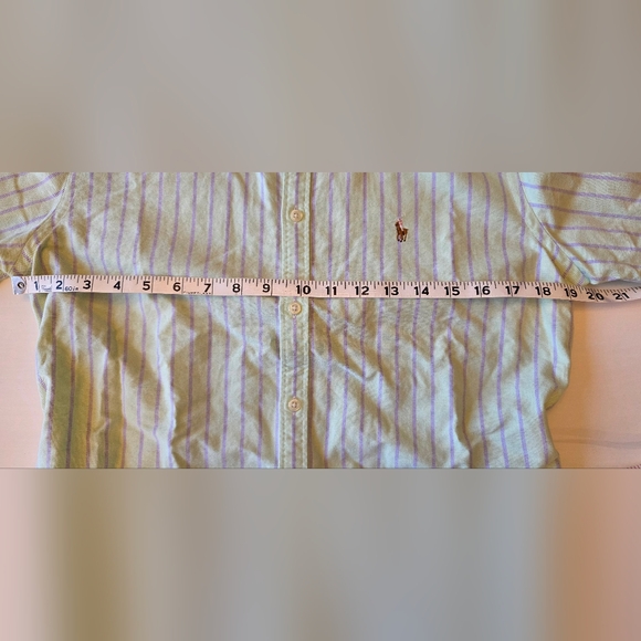 Ralph Lauren Women's Light Green Striped Slim Fit Polo Button Down ~ Size 12 - Picture 9 of 11